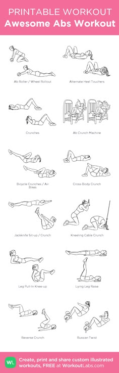 the printable workout poster shows how to do an absorption exercise for women