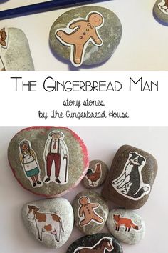 the gingerbread man stone painting activity for kids to learn how to paint on rocks