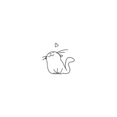 a black and white drawing of a cat with a heart on it's back