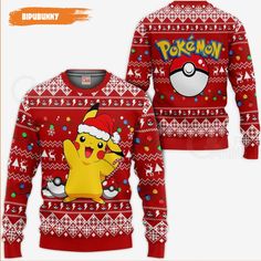 pokemon christmas sweater with pikachu on it