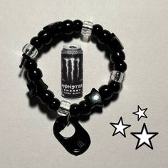 #kandi #bracelet #ponybead #monsterenergy #plur #emo Monster Energy Bracelet, Simple Kandi Bracelets, How To Make Kandi Bracelets Tutorials, Sleep Token Bracelet, Unhinged Bracelet Ideas, Scene Kandi Singles, Scenecore Bracelets