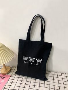 Cute Tote Bags For School, Black School Bags, Pretty Tote Bags, Canvas Shopper Bag, Preppy Bags, Tods Bag, Tote Bags For School