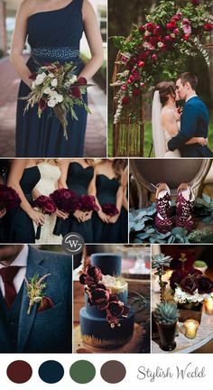 a collage of photos with flowers and other things on it, including the bride's dress