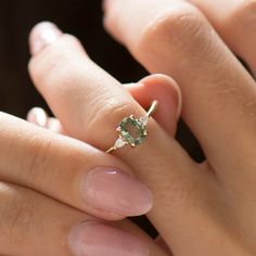 Engagement Ring Diamond And Sapphire, Sage Green Wedding Ring, Light Green Engagement Ring, Stackable Engagement Rings, Engagement Rings Green, Green Engagement Ring, Green Wedding Rings, Green Engagement Rings, Teal Sapphire Ring