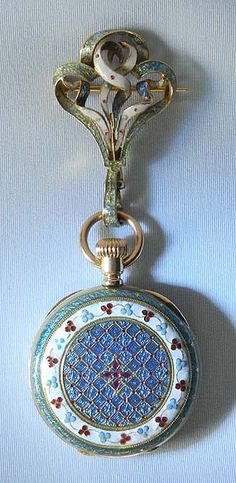 Ulysse Nardin 18K gold, diamond and enamel Art Nouveau ladies antique hunting case pendant watch circa 1890 Enamel Art, Ulysse Nardin, Antique Pendant, Art Nouveau Jewelry