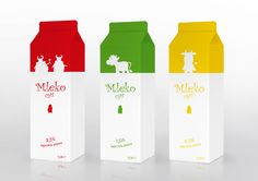 three cartons with different flavors of milk