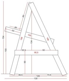 a drawing of a wooden frame with measurements for the top and bottom half of it