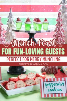 an image of christmas desserts with the title for fun loving guests perfect for merry munching