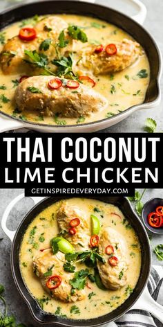 thai coconut lime chicken in a skillet