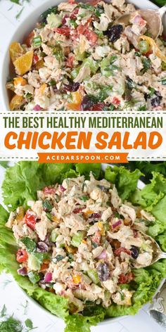 This is the best healthy Mediterranean chicken salad! With this recipe, you can make a light and healthy salad with Mediterranean ingredients, shredded or diced chicken with crumbled feta cheese! Perfect for a healthy side dish for dinner! Save this pin now! Chopped Mediterranean Chicken Salad, Chicken Salad Salad Recipe, Mediterranean Grilled Chicken Salad, Mediterrean Chicken Salad, Chicken Salad Mediterranean, Mediterranean Chicken Salad Recipes, Spring Pasta Salad Recipes, Mediterranean Diet Salads, Healthy Mediterranean Chicken