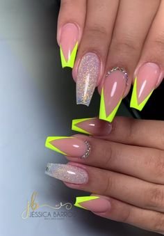 Yellow Nails Design, Vibrant Nails, Acrylic Nails Coffin Pink, Summer Acrylic Nails, Pink Acrylic Nails, Square Acrylic Nails