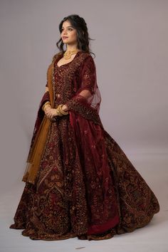 Item: Lehenga Set ( Lehenga Skirt, Blouse and 2Dupatta) Immerse yourself in the luxurious embrace as you twirl in this brown and ochre lehenga. The deep shades with intricate embroidery on the lehenga, are accompanied by double dupattas, in contrasting shades!  Let this Indian wedding lehenga be your companion as you embark on the journey of a lifetime, radiating with the elegance and poise of a true Indian wedding.  Our bespoke lehengas are designed with a can-can lining beneath the skirt to en Indian Wedding Lehenga, Bridal Lengha, Wedding Lehengas, Special Occasion Gowns, Pakistani Wedding Outfits, Skirt Blouse, Lehenga Skirt, Embroidered Lehenga, Bridal Lehengas