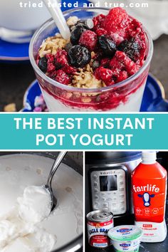 the best instant pot yogurt recipe is in this collage and it's easy to make