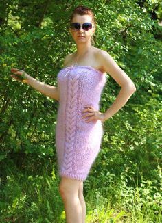 Hand Knit Mohair Dress,Handmade Sweater by SISKAhandknit7 on Etsy Cozy Knitted Fitted Dress, Cozy Fitted Knitted Dresses, Mohair Dress, Pull Mohair, Handmade Sweater, Handmade Dress, Dress Handmade, Pink Neon, Work At Home