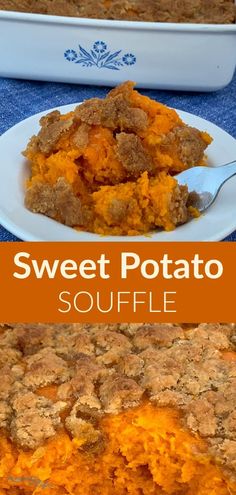 sweet potato souffle on a white plate