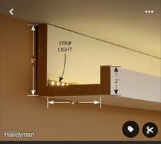 an overhead view of a strip light with measurements