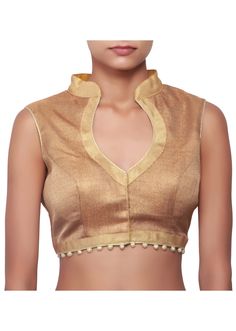 Gold blouse Sari Blouse Designs Ideas, Blouse Designs Ideas, Latest Saree Blouse Designs, Potli Button, Latest Saree Blouse, Choli Blouse, Kalki Fashion, Saree Blouse Neck Designs, Latest Saree