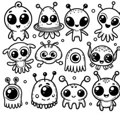 an image of cute little monsters coloring pages