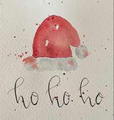 a watercolor painting with the word ho hoo written in cursive writing