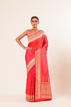 Pure Katan Banarasi silk saree in a stunning peach color. This saree features a Paithani broad border and a Paithani pallu adorned with intricate Gold zari work. Traditional Peach Pre-draped Saree With Zari Work, Peach Chanderi Saree With Resham Embroidery, Traditional Pre-draped Peach Saree With Zari Work, Traditional Peach Silk Wear, Peach Wedding Saree With Pallu, Peach Saree With Zari Weaving, Peach Saree With Zari Weaving For Diwali, Festive Peach Banarasi Silk Saree, Festive Peach Banarasi Silk Traditional Wear