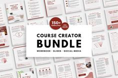 the course creator bundle is displayed on top of a white background with lots of papers