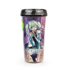 a travel mug with an anime character on it