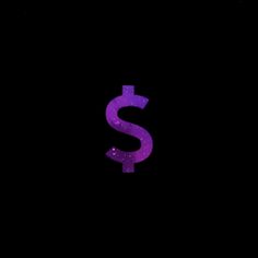 a purple dollar sign is shown against a black background with the word $ below it