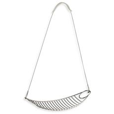 a metal hanging object on a white background