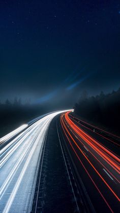 long exposure photograph of the highway at night