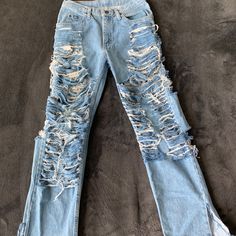 5-Pocket, Mid-Rise, Light Wash, Custom Shredding On Front And Back Shredded Jeans, Lee Jeans, Jeans Color, Colored Jeans, Mid Rise, Straight Leg, Color Blue, Women Jeans, Women Shopping