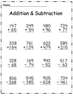 addition and subtraction worksheet for students to practice their math skills with