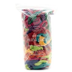 a bag of rainbow loom's pre - string mini pack in plastic packaging