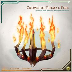 the crown of primal fire is shown with flames coming out of it