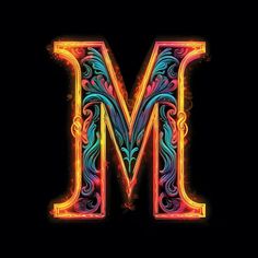 the letter m is made up of colorful swirls