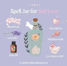 Spells With Rose Petals, Jar Love Spell, Glamour Magick, Wicca Recipes, Good Luck Spells, Wiccan Crafts, Witch Bottles, Spell Jars