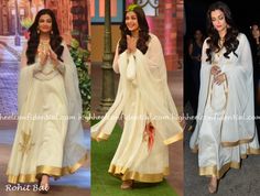 aishwarya-rai-rohit-bal-sarbjit-kapil-sharma-show Movie Star Dress, Kapil Sharma Show, Kapil Sharma, Hand Embroidery Dress, Cotton Kurti Designs, Aishwarya Rai Bachchan, Celebrity Style Red Carpet, Beautiful Suit