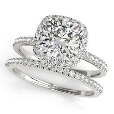 a diamond engagement ring and matching wedding band