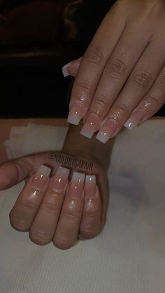 Nude nails ombre nails Short White Ombre Acrylic Nails, Ombre Medium Nails, White Ombre Short Nails, Ombré Gel X Nails, Medium Ombre Acrylic Nails, Shirt Ombre Nails, Ombre Nails Square Short, Short Acrilyc Nail Ideas Square, Acrylic Ombre Nail Designs Short