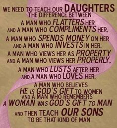 a pink ribbon with the words, we need to teach our daughters