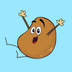 a cartoon potato jumping up into the air