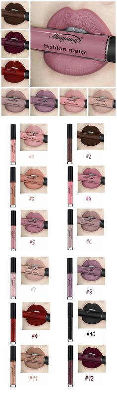 US$ 6.99 Missyoung Matte Lip Gloss Lips Makeup Lipstick Long Lasting Liquid Cosmetics Makeup Lip Gloss Lips, Gloss Lips, Mauve Lips, Make Up Gold, Matte Lip Gloss, Lips Makeup, Long Lasting Lipstick, Lip Art, Makeup Goals