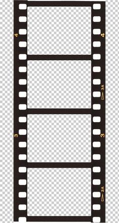 a black and white film strip on a transparent background