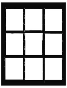 a black and white photo frame with six squares