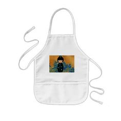 a child's apron with an image of a boy on it