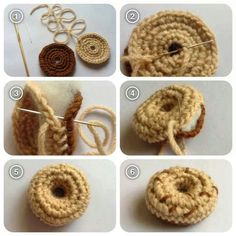 instructions to crochet an ornament with yarn and buttons for the basket