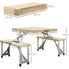 the table and bench are measurements for each piece