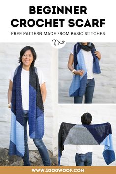 the beginner crochet scarf is made from basic stitches