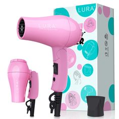 PRICES MAY VARY. POWERFUL PERFORMANCE - The 1200W kids blow dryer motor generates a strong and steady stream of air for deliver salon-quality results with powerful motors that dry your hair quickly and efficiently. TRAVEL HAIR DRYER - This mini hairdryer equipped with powerful DC motor, 2 Speed Settings (HIGH OFF LOW)for all hair types to efficient drying power. This blowdryers for hair is safer and faster dry your hair than traditional dryers with low noise. COMPACT AND PORTABLE - This is foldable handle kids hair dryer, lightweight and easy to handle, mini and lightweight hair dryer is easy to store and take with you on-the-go,small hairdryer making them perfect for everyday use or travel. CONVENIENT FEATURES - The removable filter makes it easy to keep your small blow dryer clean, while Travel Blow Dryer, Hair Dryer Reviews, Portable Hair Dryer, Travel Hair Dryer, Travel Hair, Travel Hairstyles, Fun Shots, Blow Dryer, Dc Motor