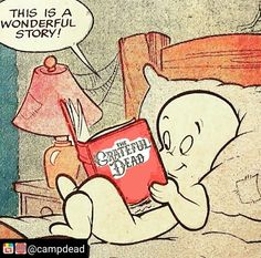 an image of a cartoon character laying in bed reading a book with the caption'this is a wonderful story '