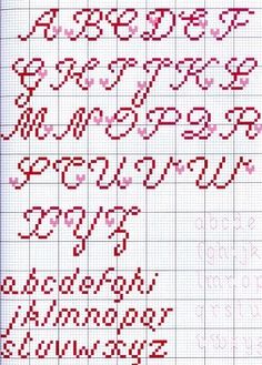 a cross stitch pattern with letters and numbers